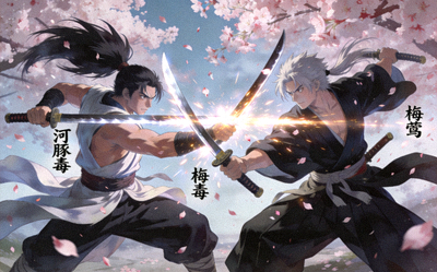 《侍魂》霸王丸与牙神幻十郎刀剑对决的瞬间